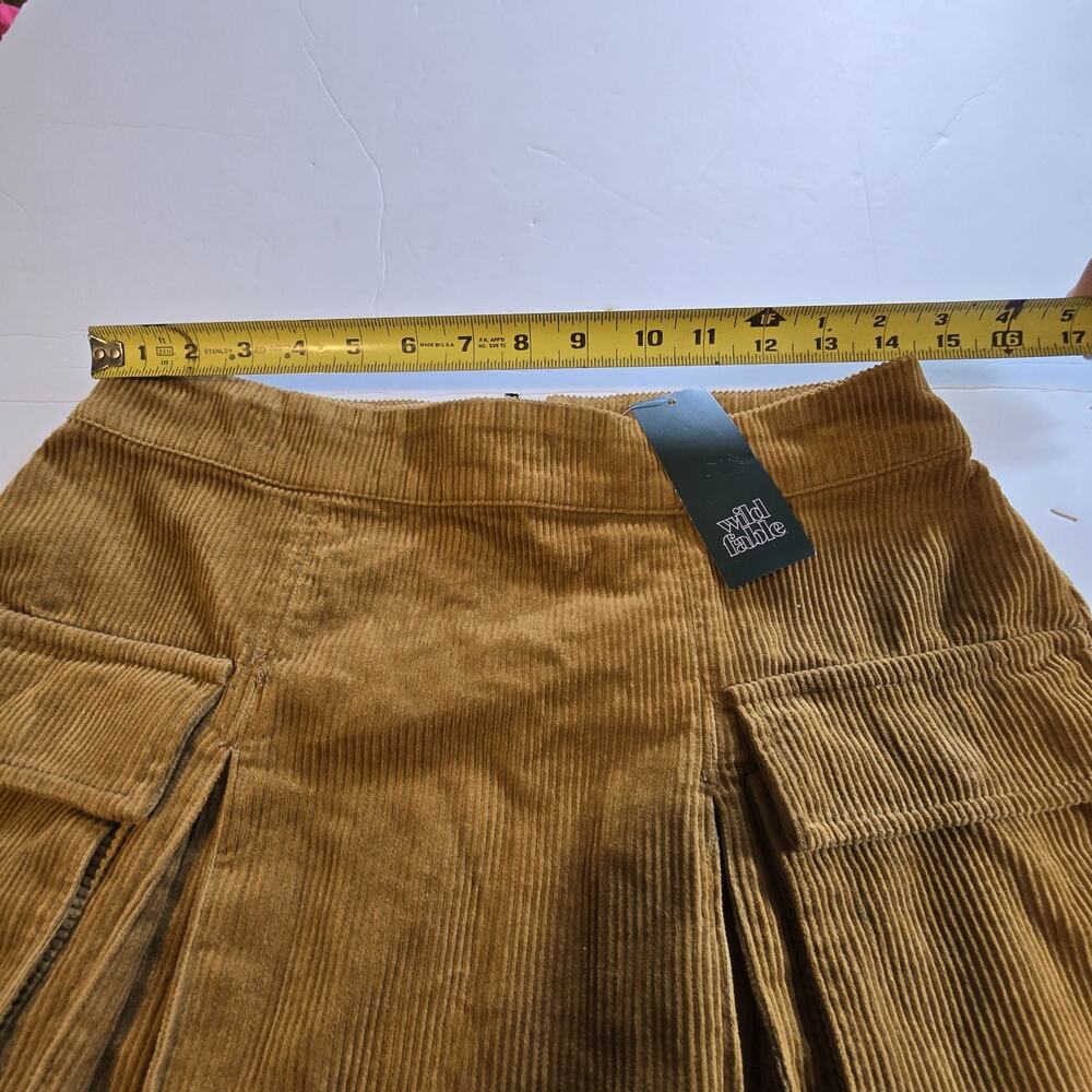 Wild Fable NWT Corduroy Mini Cargo Skirt Womens LG Tan Brown Academia Preppy - Picture 3 of 11